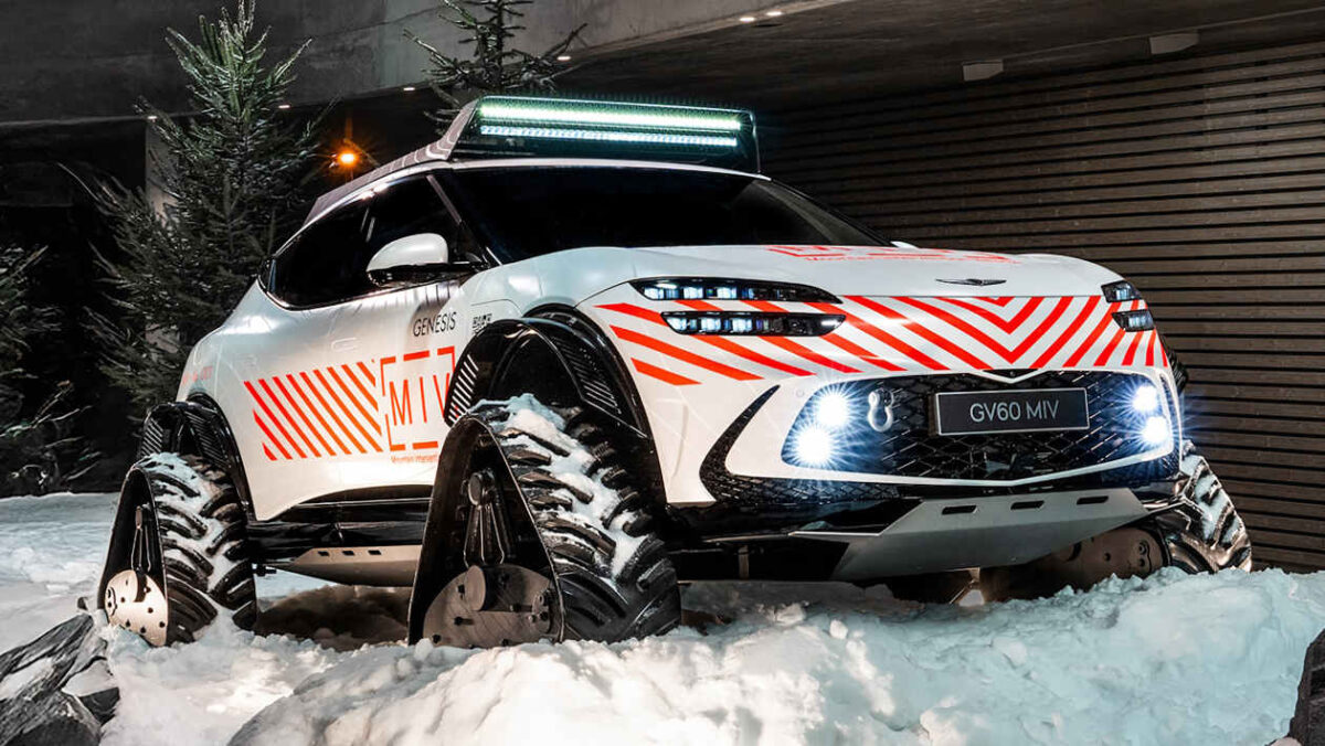 La Genesis GV60 unique est une motoneige électrique qui sauvera les alpinistes bloqués