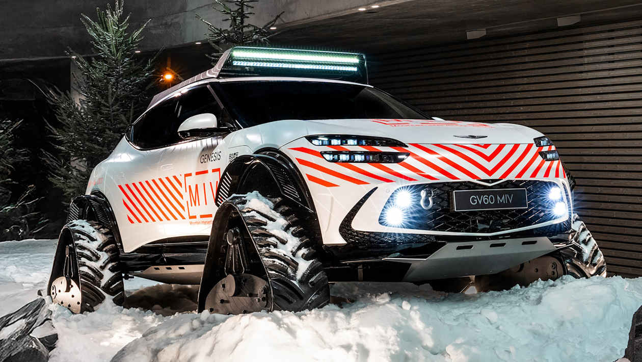 La Genesis GV60 unique est une motoneige électrique qui sauvera les alpinistes bloqués